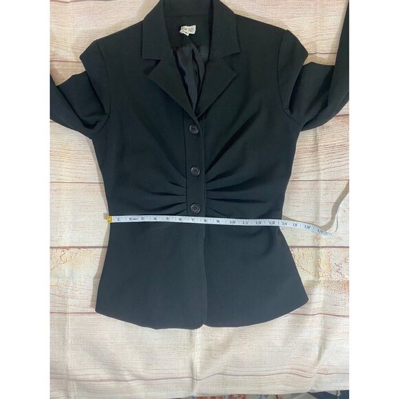 Vintage Cache Women's Black Ruched Button Front Blazer - 6 - Picture 8 of 12
